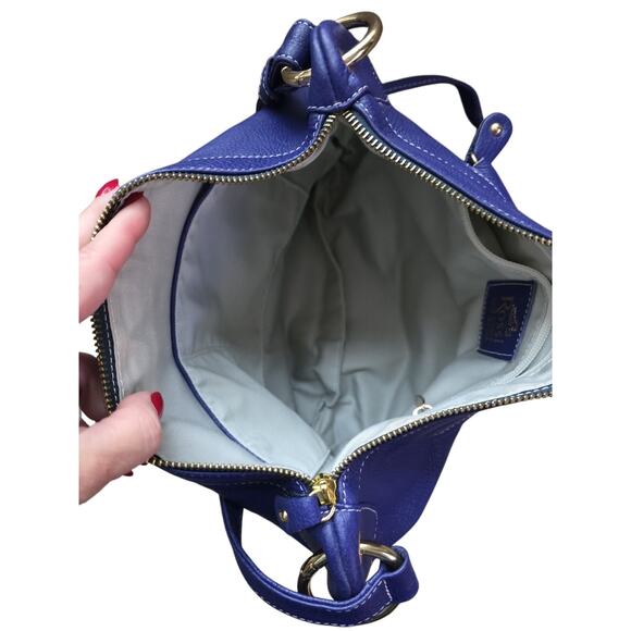 Bruno Rossi Firenze Pegasus Royal Blue Purple Italian Leather Crossbody PurseBag - Picture 5 of 7